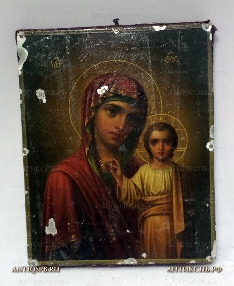 Икона антикварная "Богоматерь". №16972
